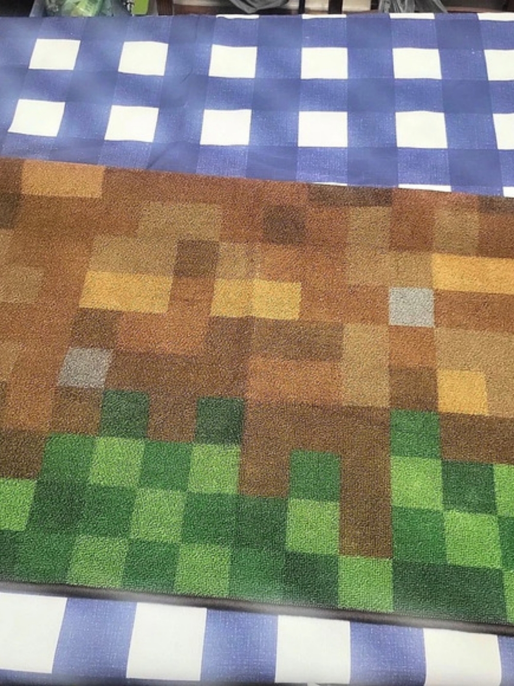 Minecraft Pixel Design Area Rug Green & Brown
